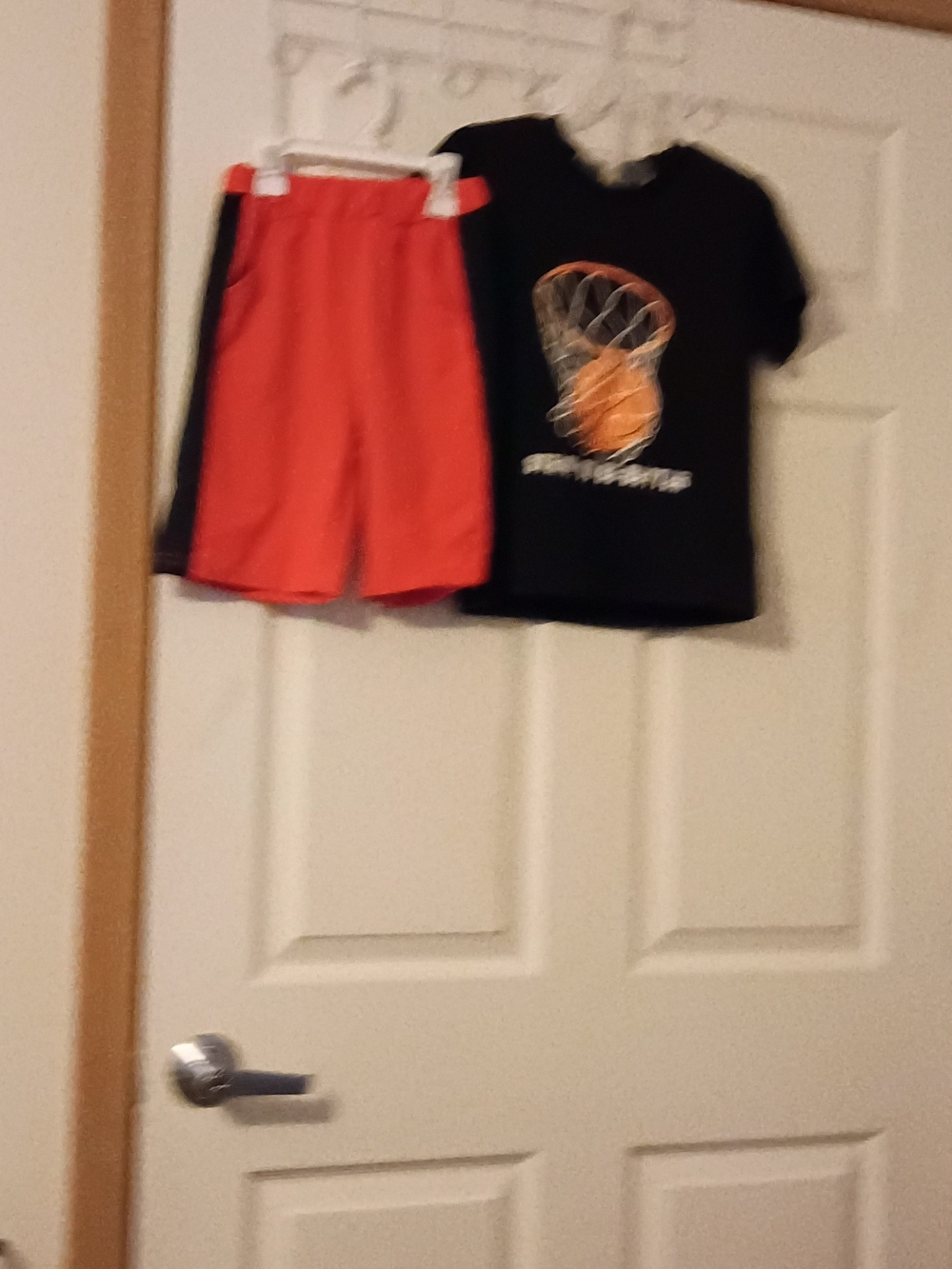 Source Unknown Black Tee and Orange Shorts Kids Matching Set